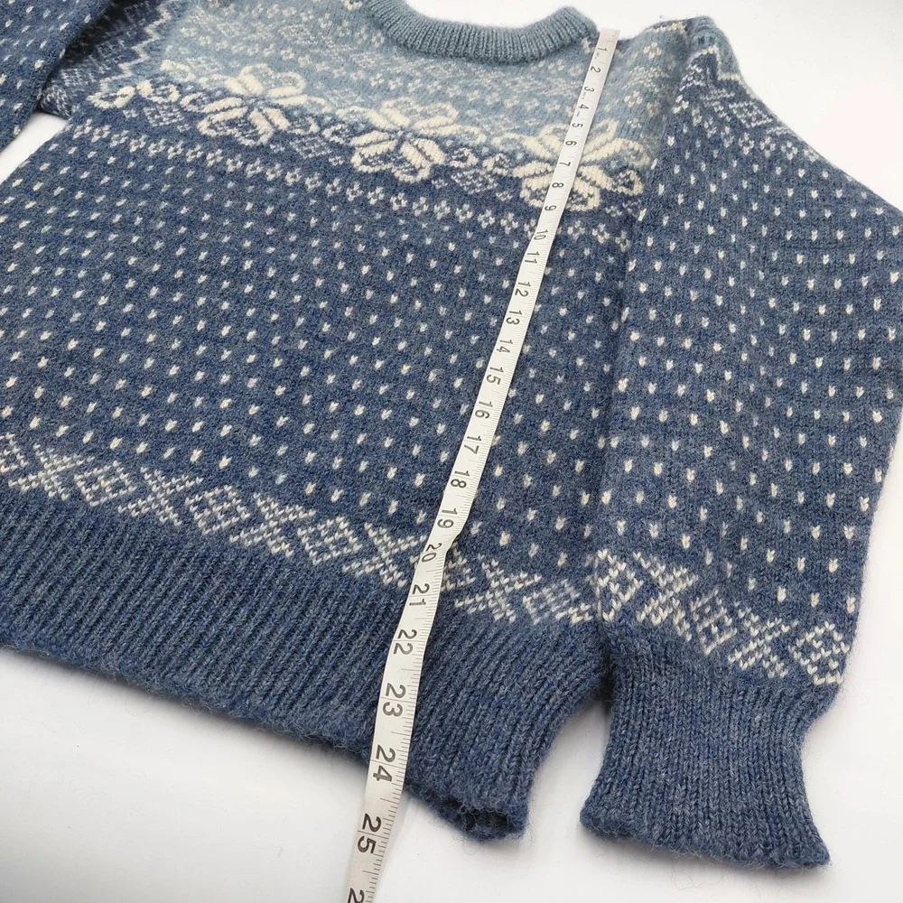 Vtg Dale Of Norway 100% Wool Mens M Sweater Crew Neck Blue Nordic Fair Isle
